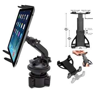 VIBRATION FREE Car Cup Holder Mount for Apple iPad Pro Air Mini All 7-12